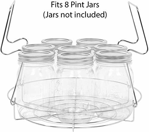 Canning rack holding eight pint jars, jars not included.