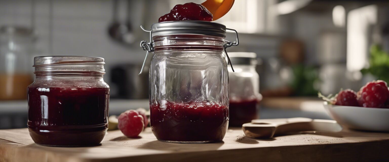 Canning process with jars of jam