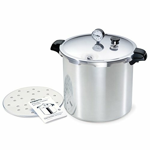 Pressure cooker with gauge and manual.